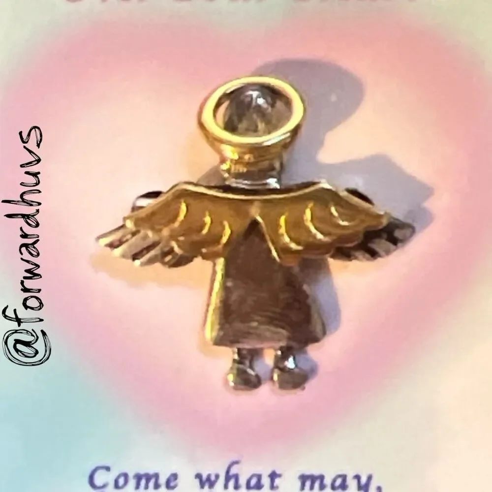Bundle Sale 3 for $15 | Angel Pin / Pendant – Gold Tone Wings & Halo, Silver Ton